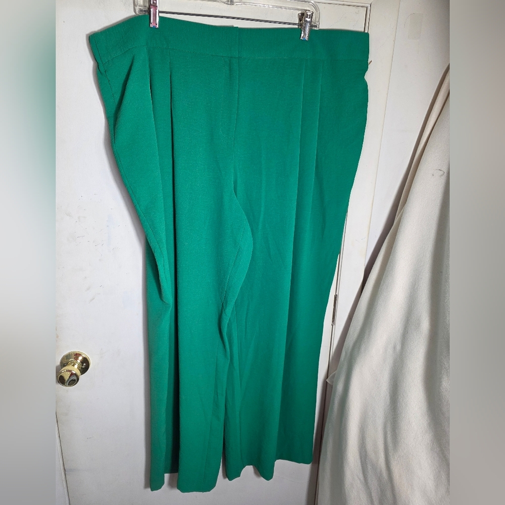 New York Clothing Company Green Flowy Wide Leg Pants Plus Size 22W